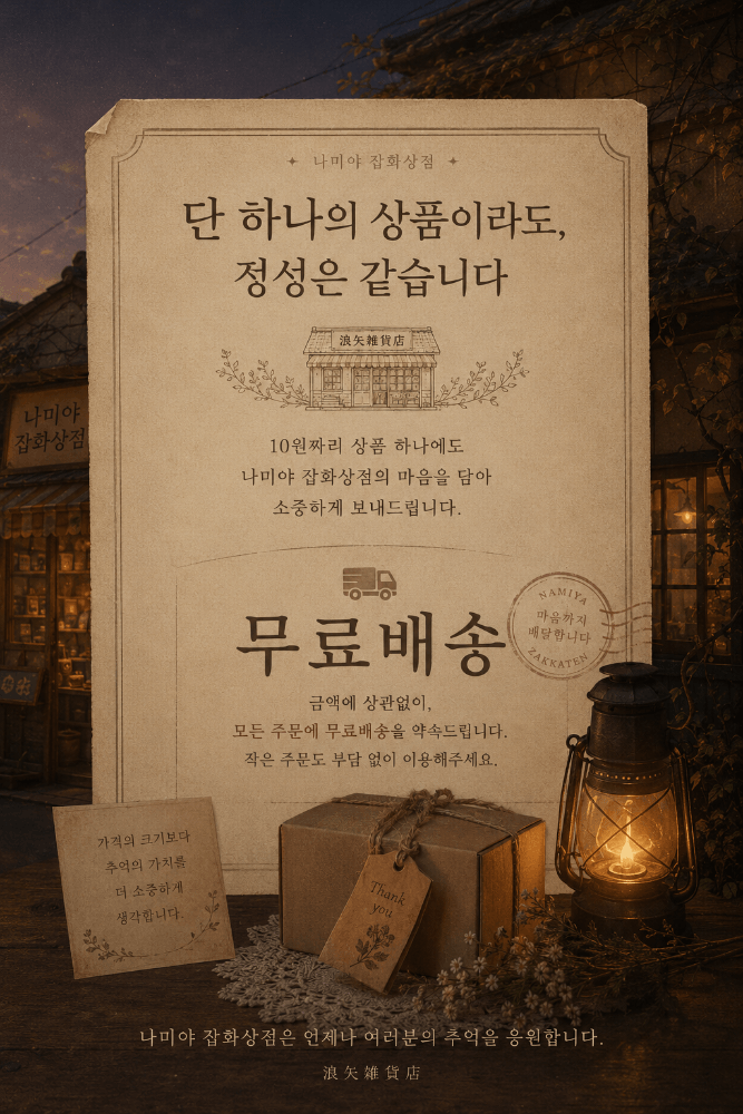 📦 작은 주문에도, 마음은 같습니다. 평생 공지